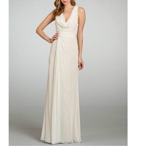 Jim Hjelm Occasions bridesmaid ivory maxi dress (bridal size 10 street size 6)